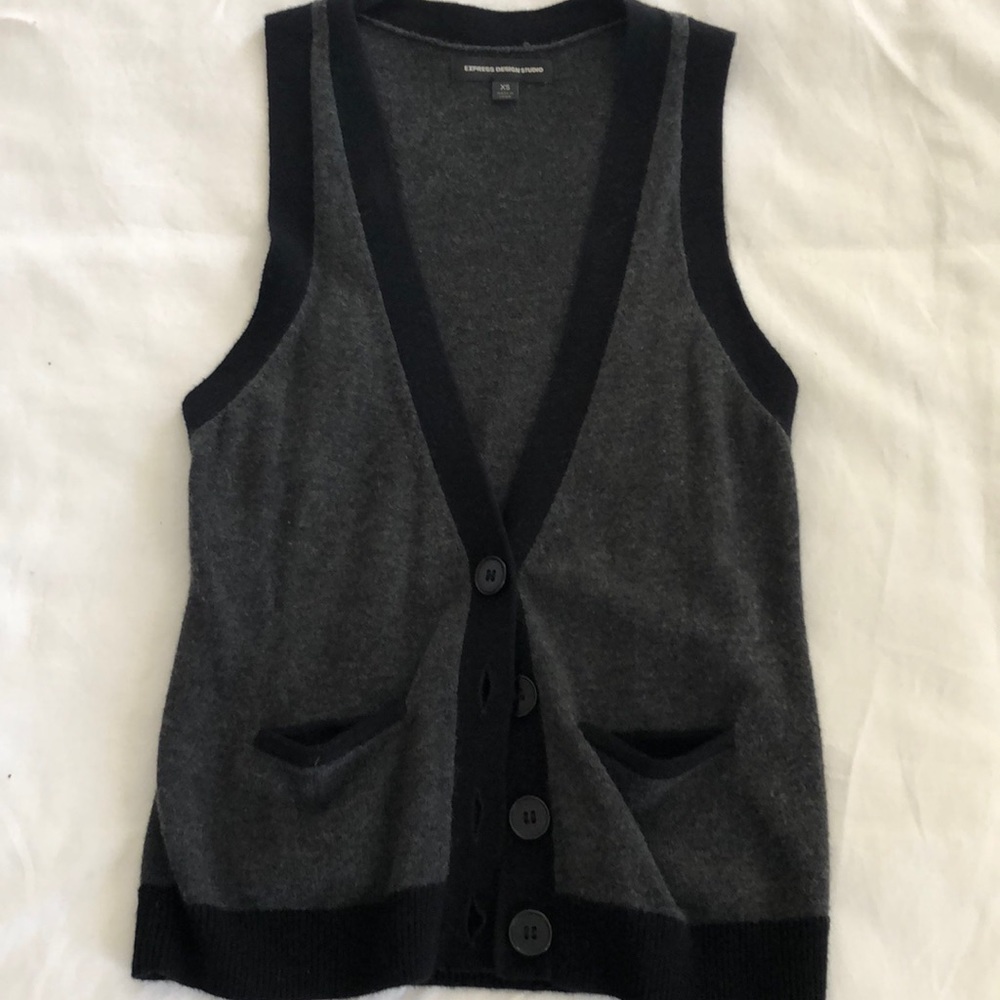 Express Gray/Black Trim Sweater Vest